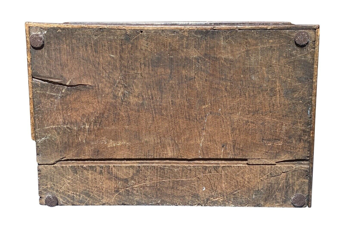 18th C Antique William & Mary Period Carved Oak Bible Box Dated 1722