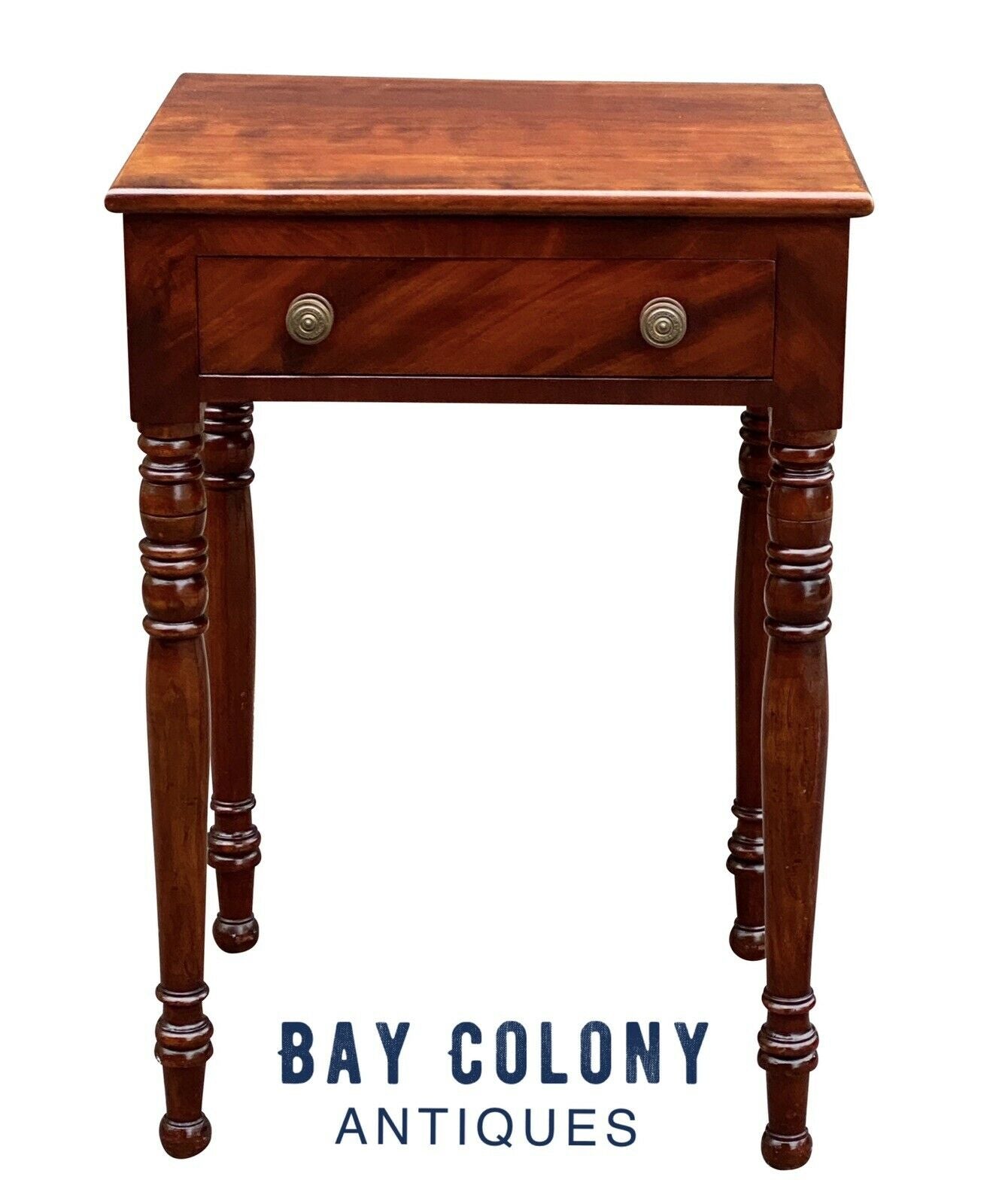 19th C Antique Cherry Sheraton Work Table / Nightstand ~ Isaac Wright Hartford