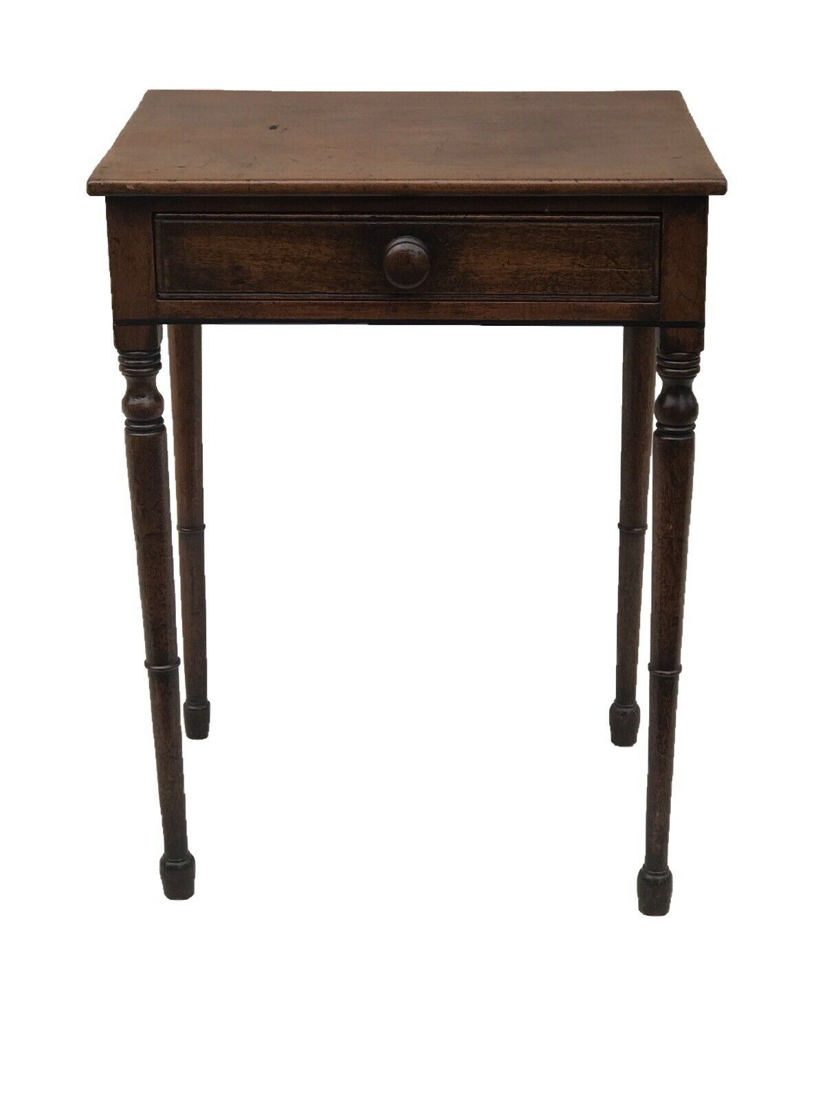 19TH C ANTIQUE SOUTHERN WALNUT SHERATON WORK TABLE ~~ NIGHT STAND / END TABLE