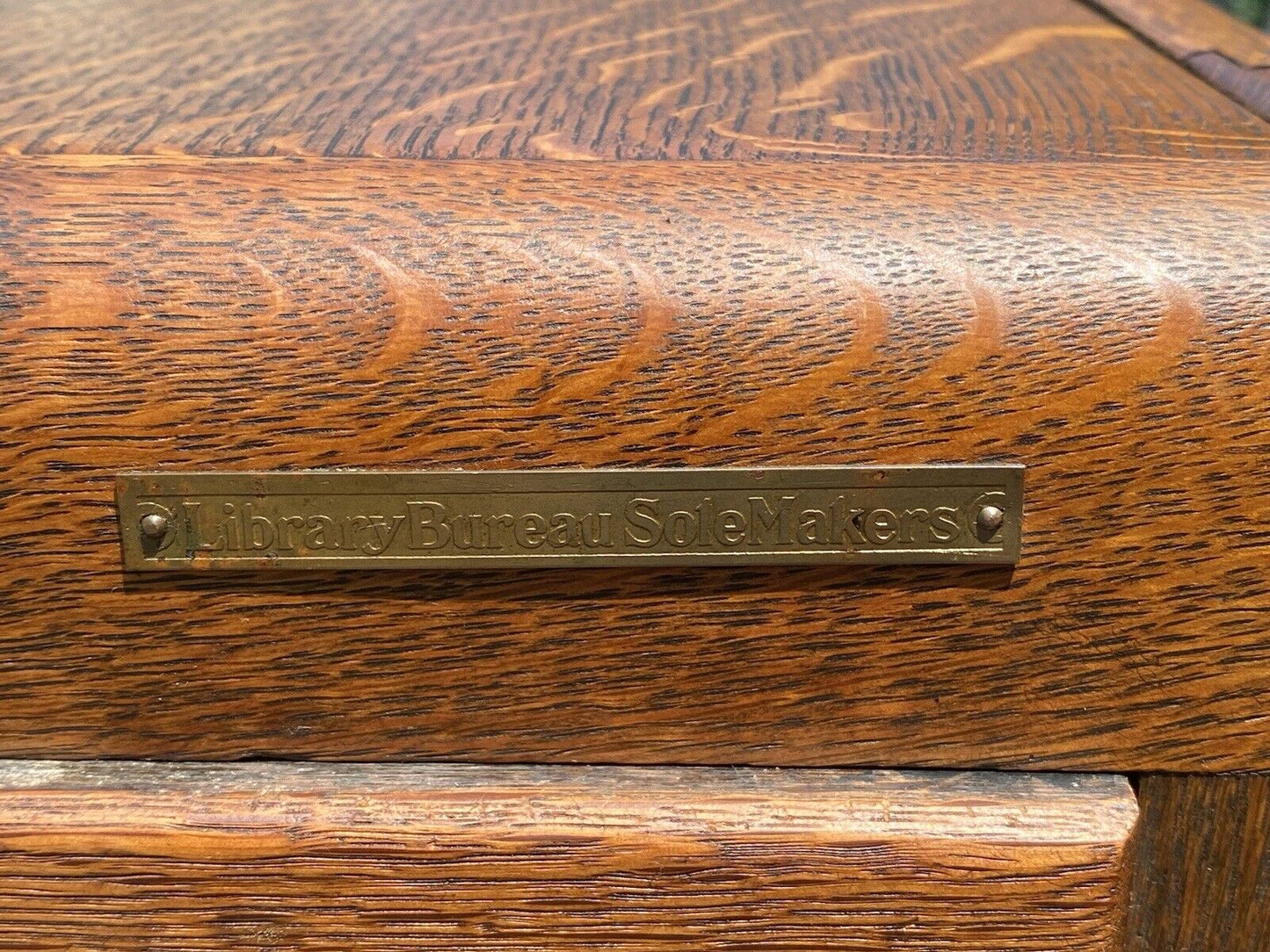 Antique Oak Wood File Cabinet - Library Bureau Sole Makers