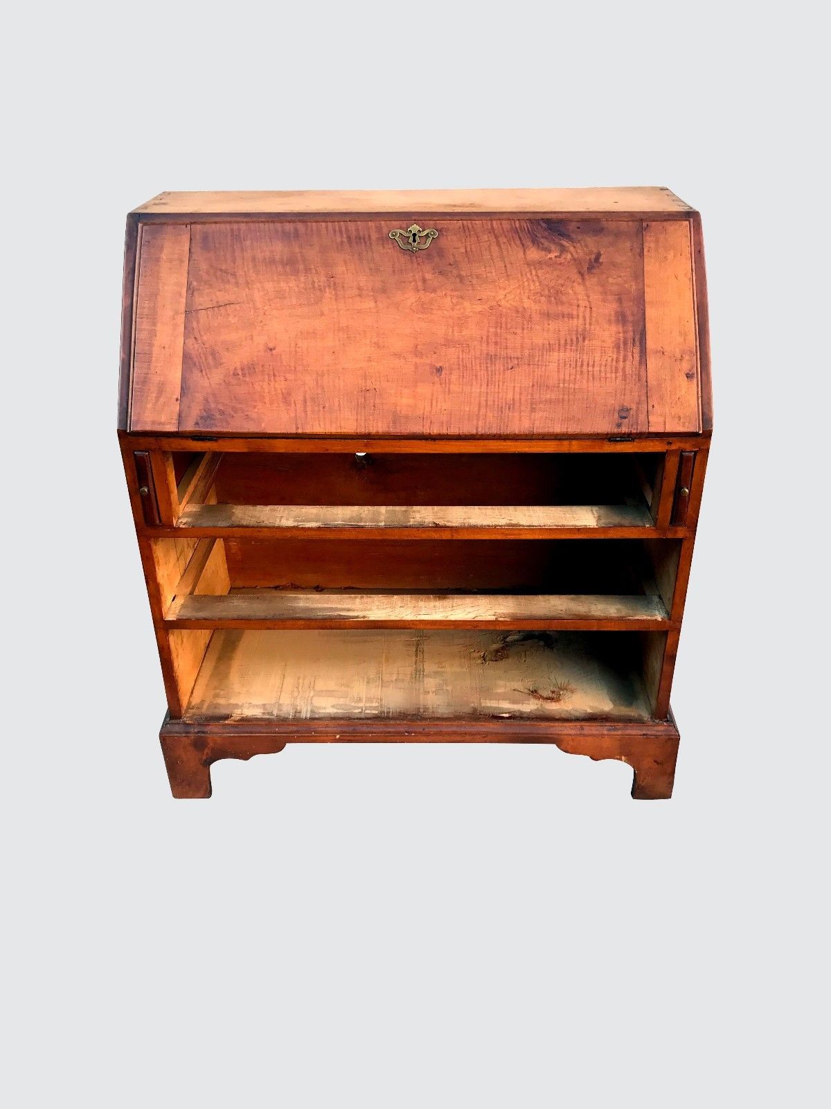18TH CENTURY QUEEN ANNE PERIOD TIGER MAPLE DESK-A TREASURE!