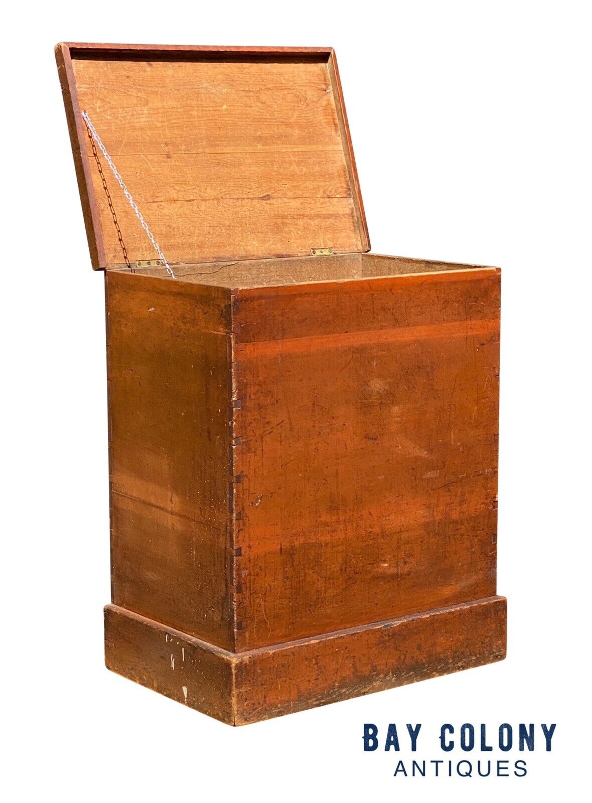 19th C Antique Country Primitive Pine Grain Bin / Lift Top Chest