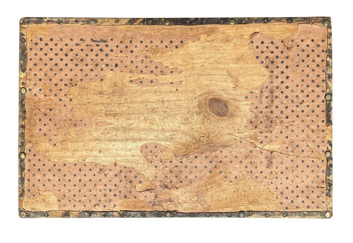 19TH C ANTIQUE BOSTON NATHAN NEAT LEATHER TRUNK / STAGECOACH BOX ~ INITIALS WF