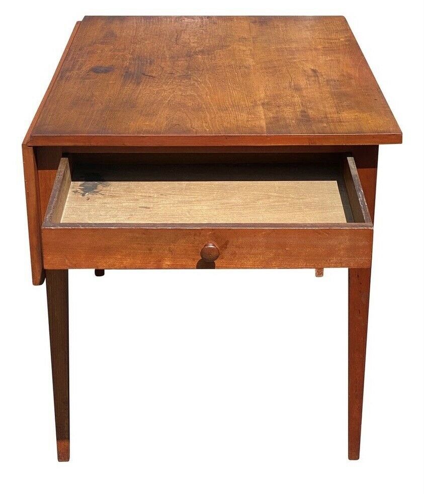 19TH C ANTIQUE FEDERAL PERIOD CHERRY HEPPLEWHITE DROP LEAF BAKERS TABLE