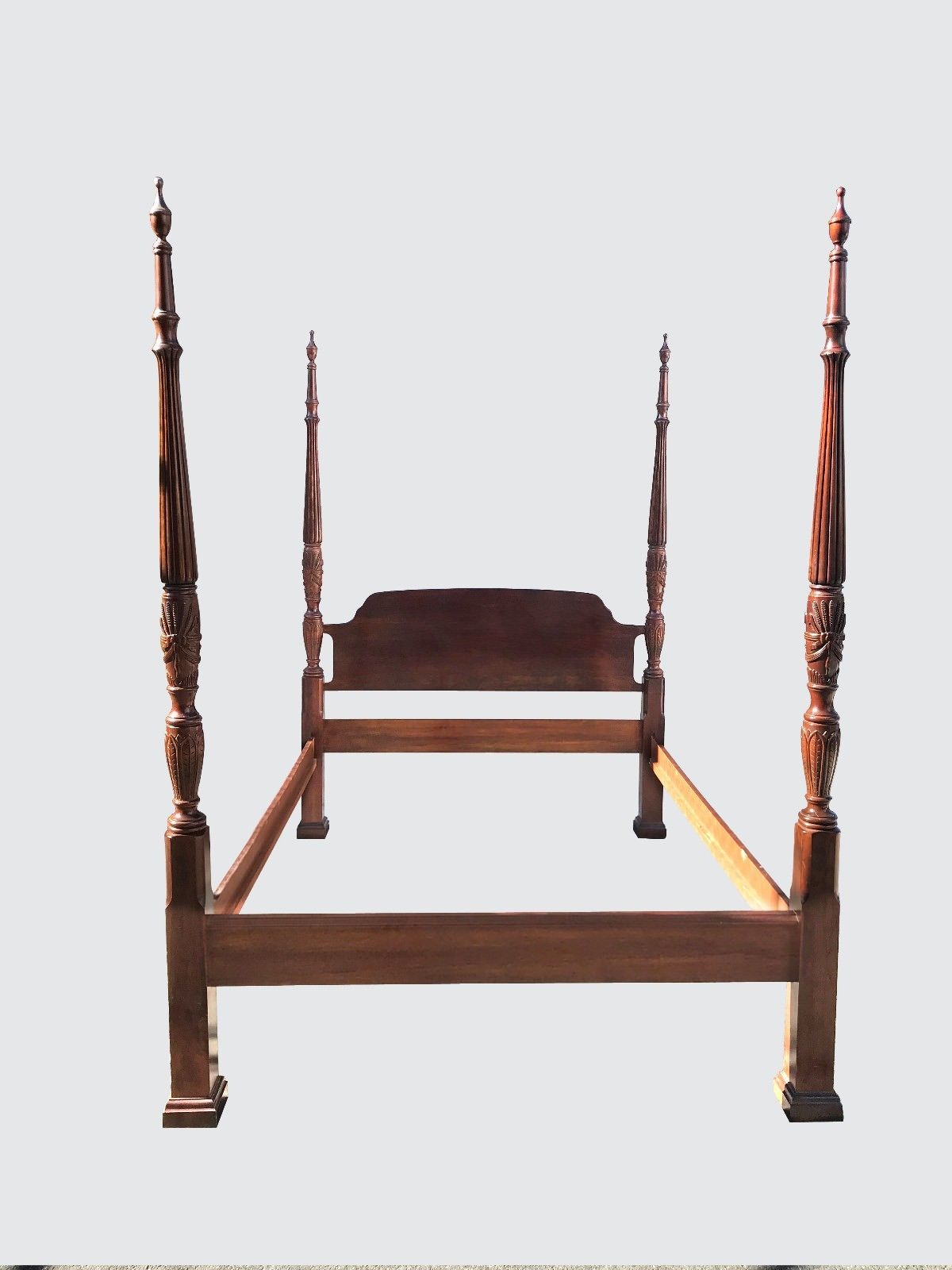 CHERRY TALL FOUR POSTER RICE CARVED CHIPPENDALE PLANTATION BED-FINEST QUALITY