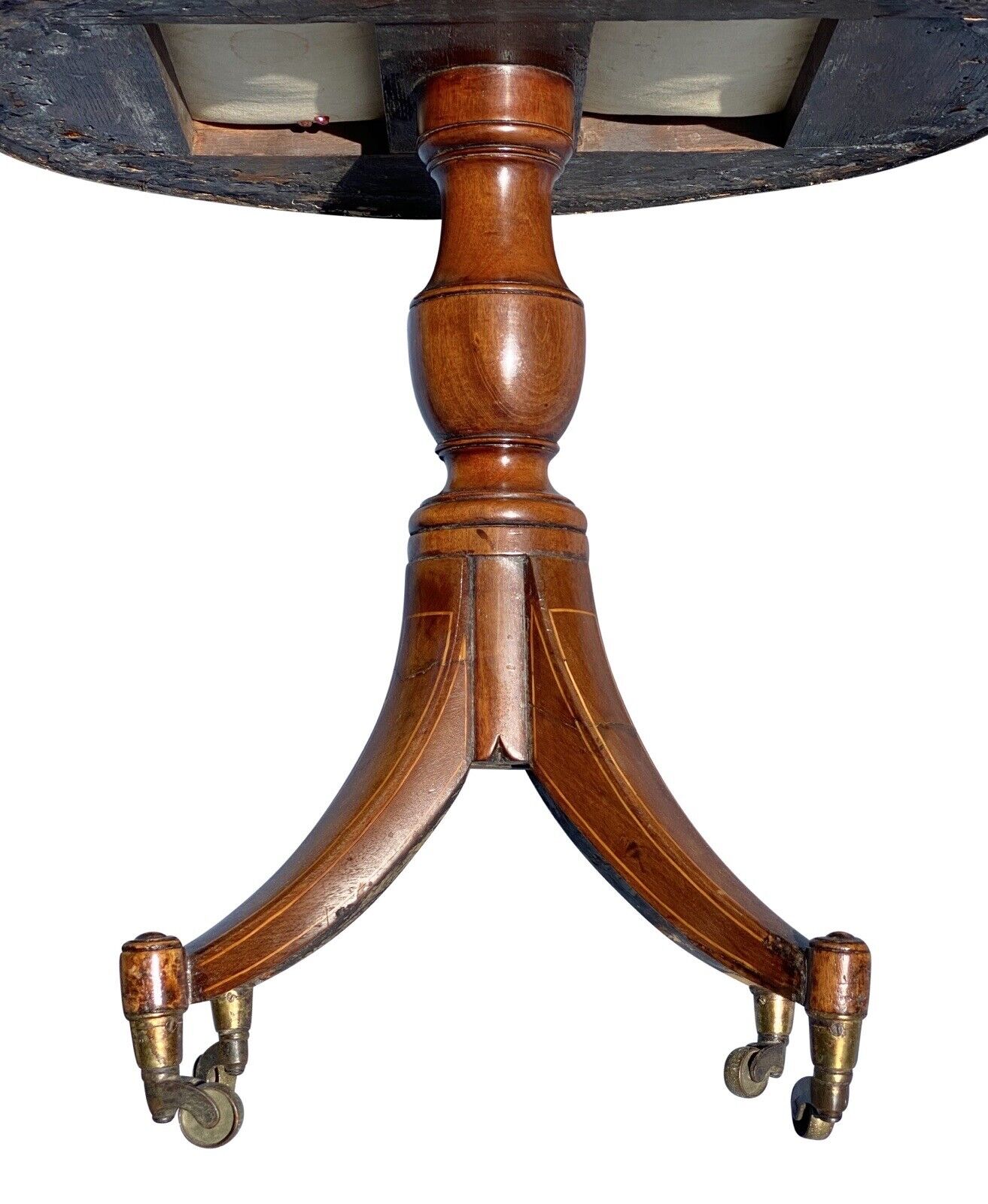 19th C Antique Regency Mahogany & Satinwood Sewing Stand / Work Table