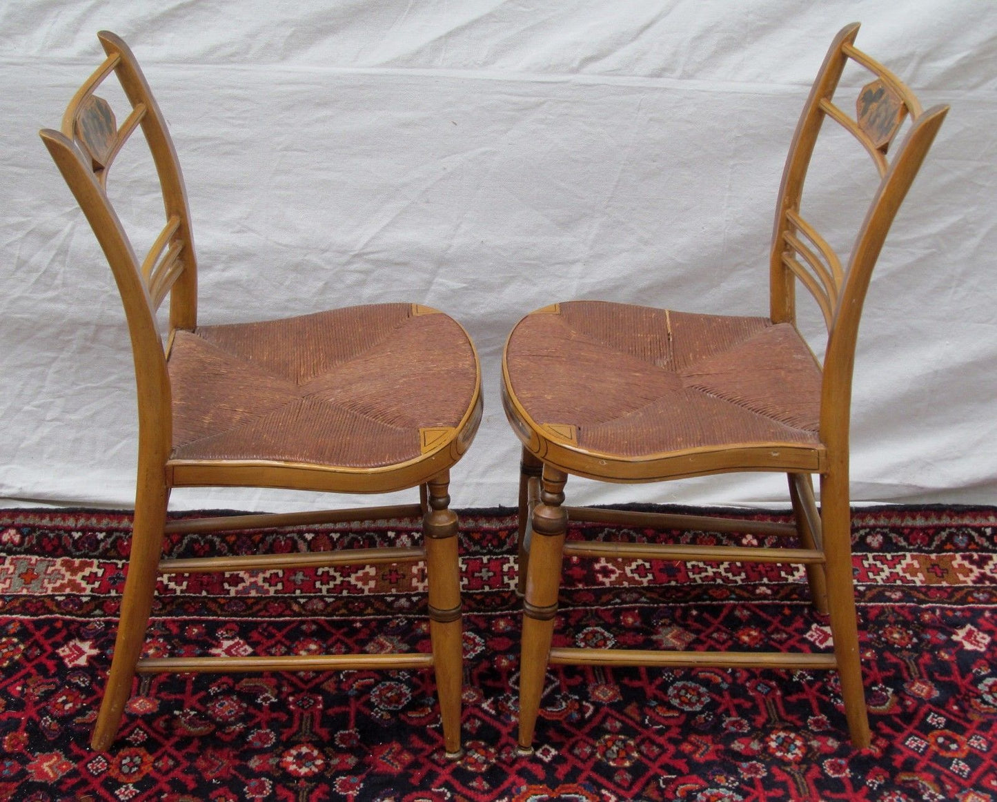 SET OF 8 SHERATON PERIOD FANCY PAINTED CHAIRS CIRCA 1820 IN BEST PAINT SURFACE