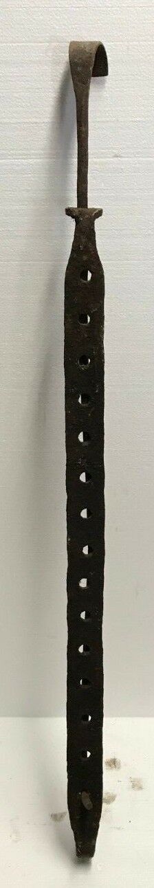 EARLY 19TH C CAST IRON & WROUGHT IRON ADJUSTABLE TRAMMEL