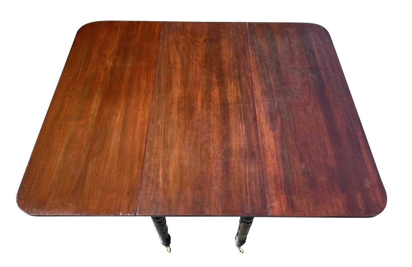 19th C Antique Sheraton Boston Mahogany Drop Leaf Dining Table