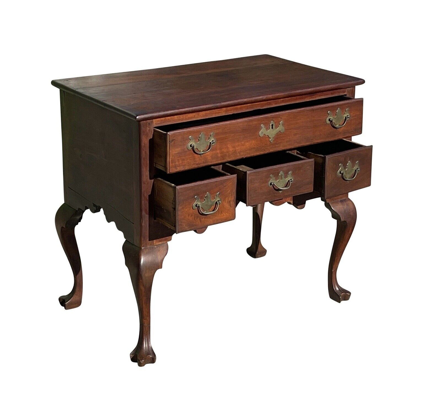 Antique Queen Anne Pennsylvania Walnut Dressing Table / Lowboy With Trifid Feet