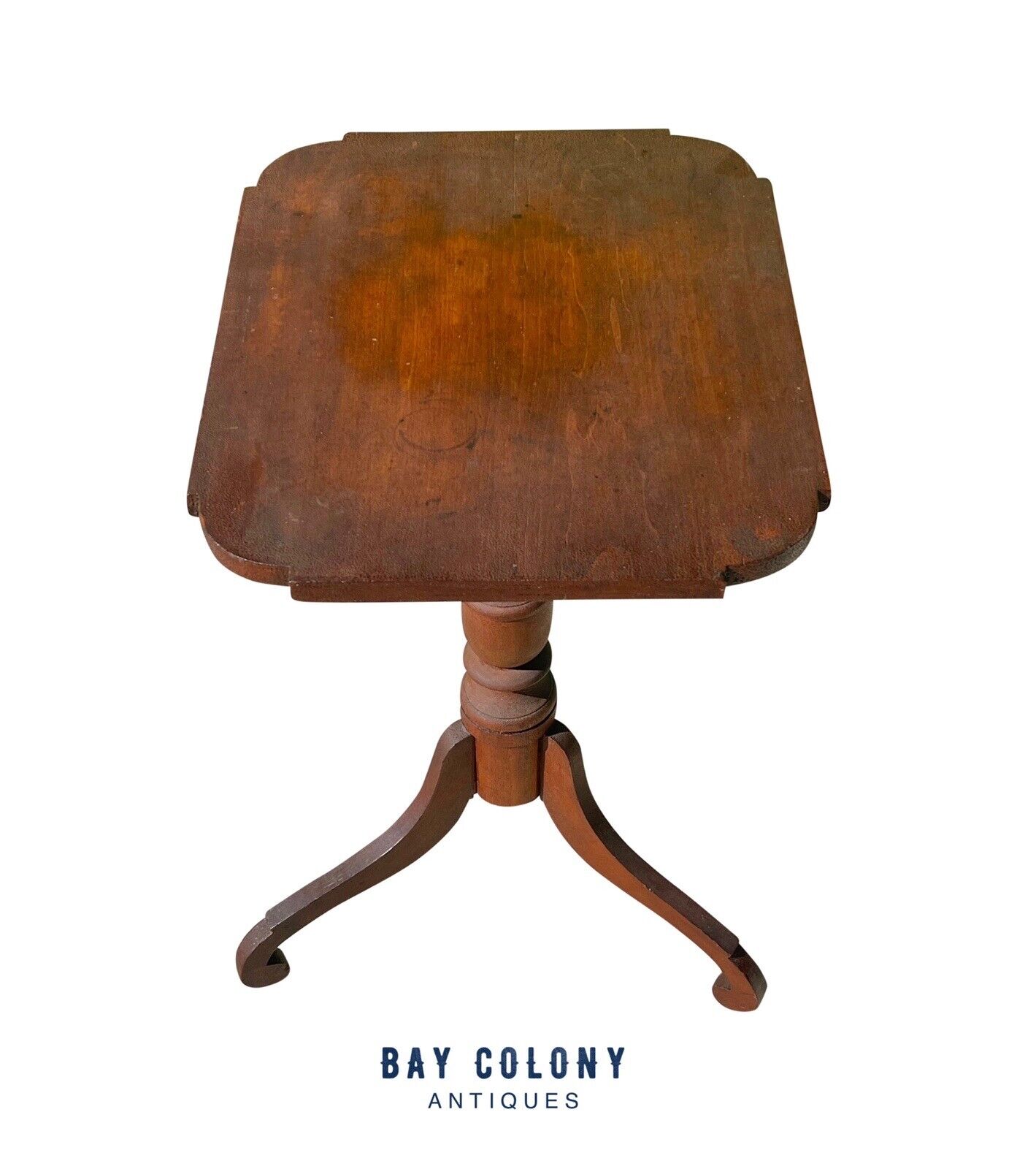 Federal Cherry New England Candlestand With Spider Legs & Ovolo Top Circa 1790