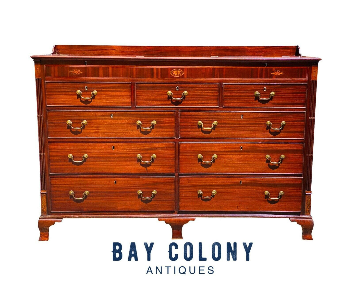 18TH C ANTIQUE FEDERAL PERIOD INLAID MAHOGANY SIDEBOARD / SERVER