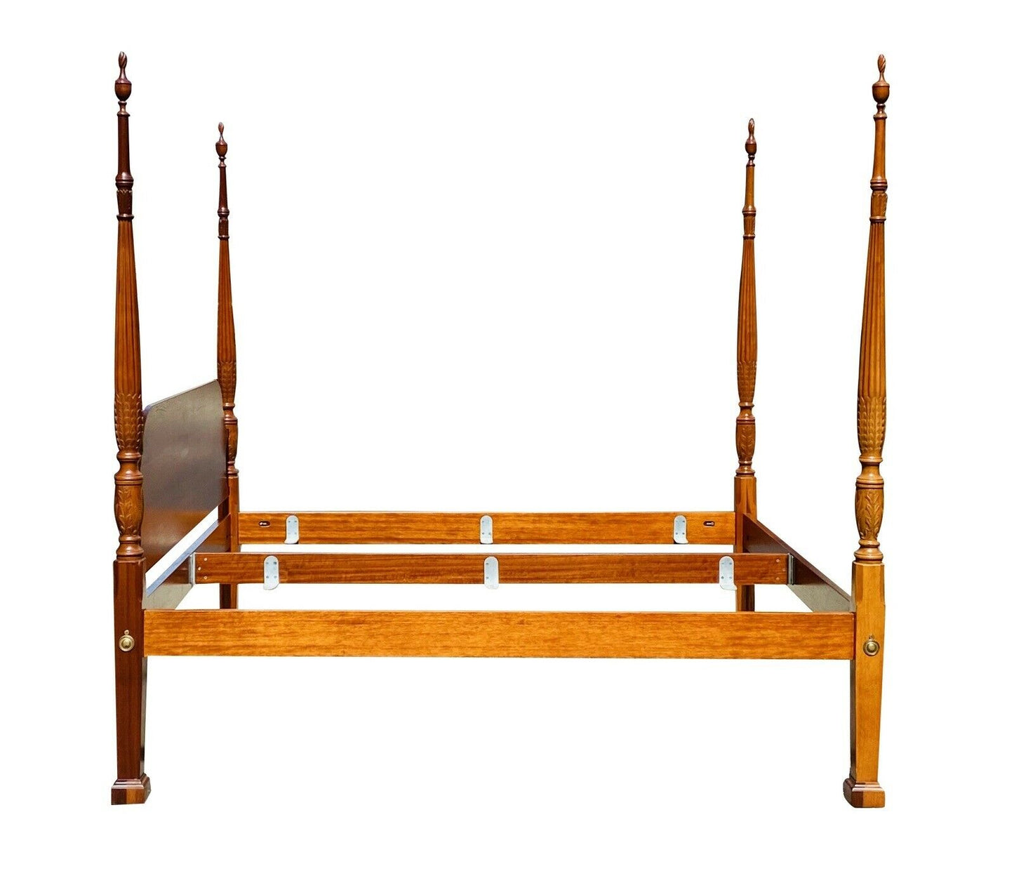 20th C Chippendale Antique Style Mahogany King Size Rice Carved Plantation Bed
