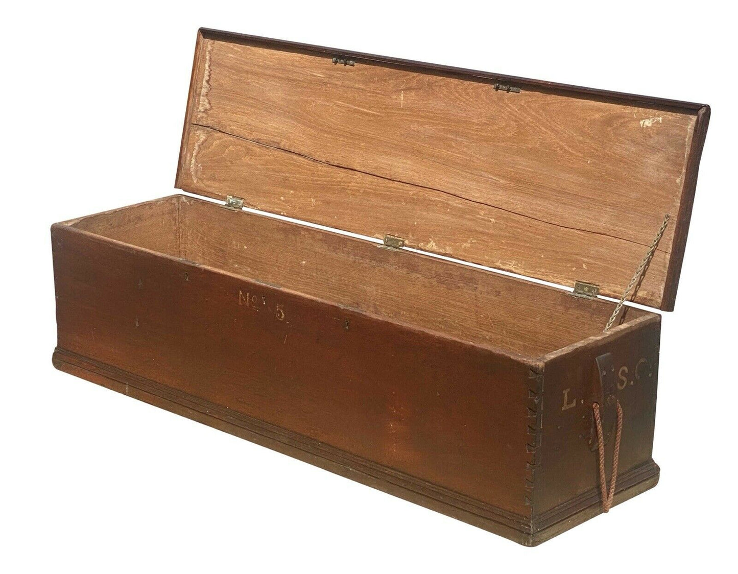 18TH C ANTIQUE WALNUT NAUTICAL CANTED SEA CHEST / RIFLE BOX ~ MUNITIONS CHEST