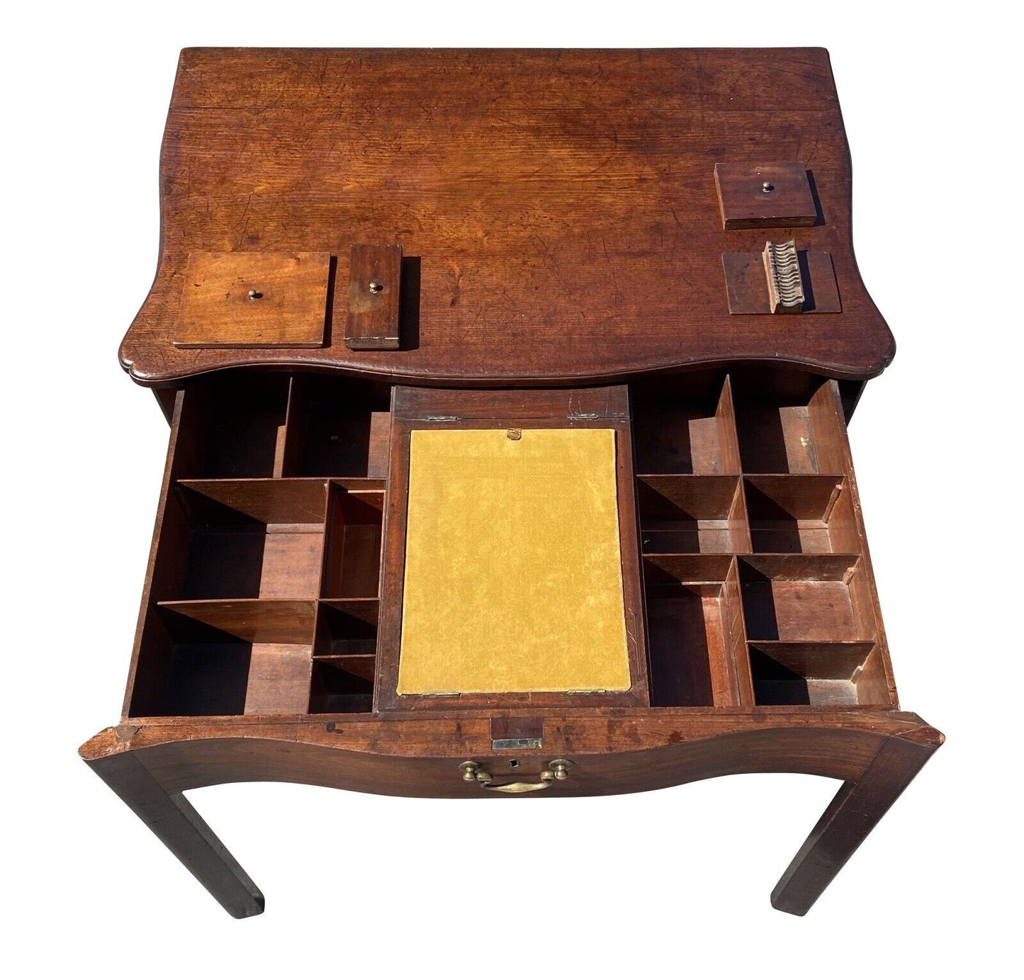 18th C Antique Irish Chippendale Mahogany Writing Desk / Dressing Table - Lowboy