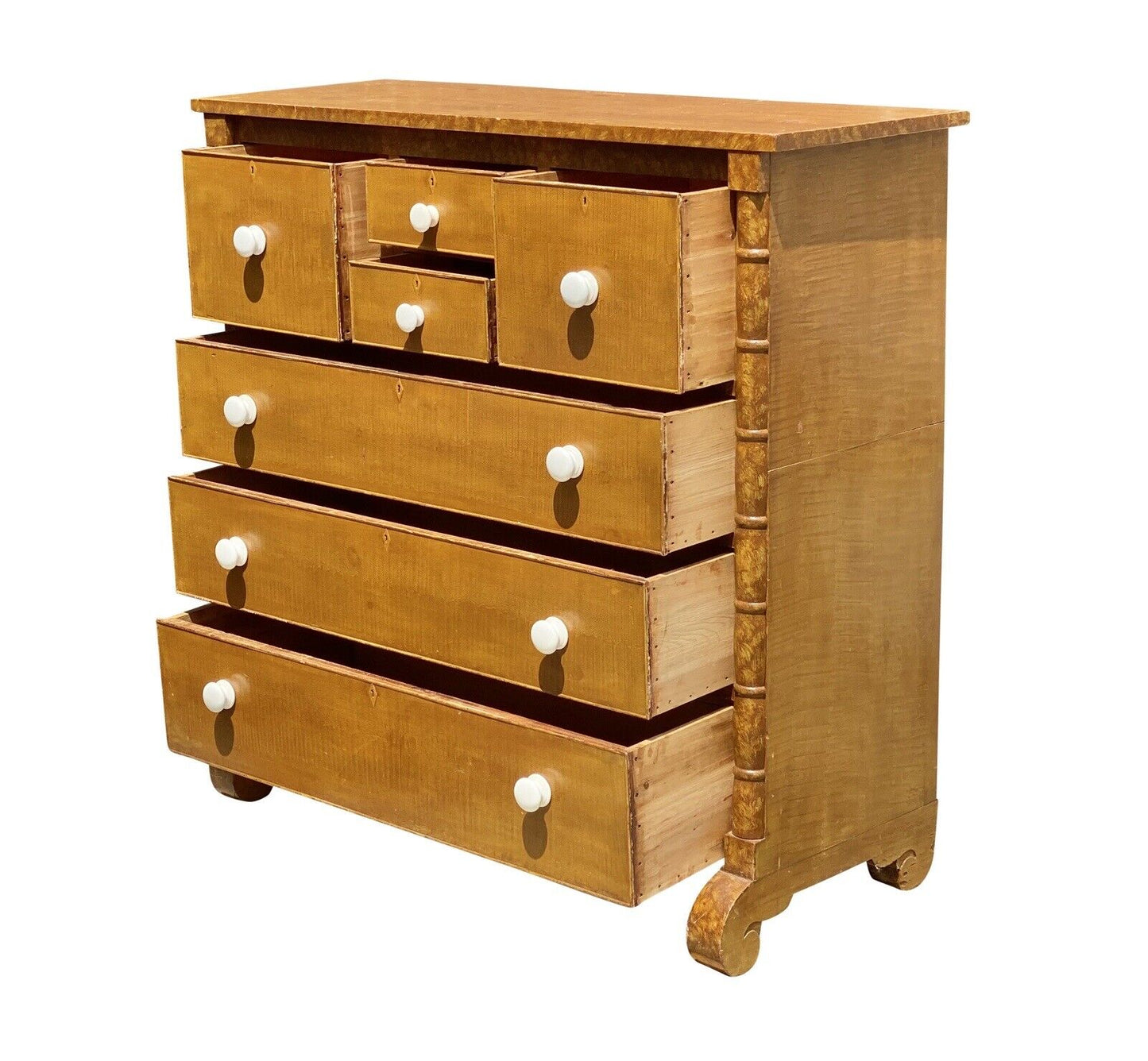 19th Century Grain Painted Antique Chest of Drawers in Desirable Mustard Surface
