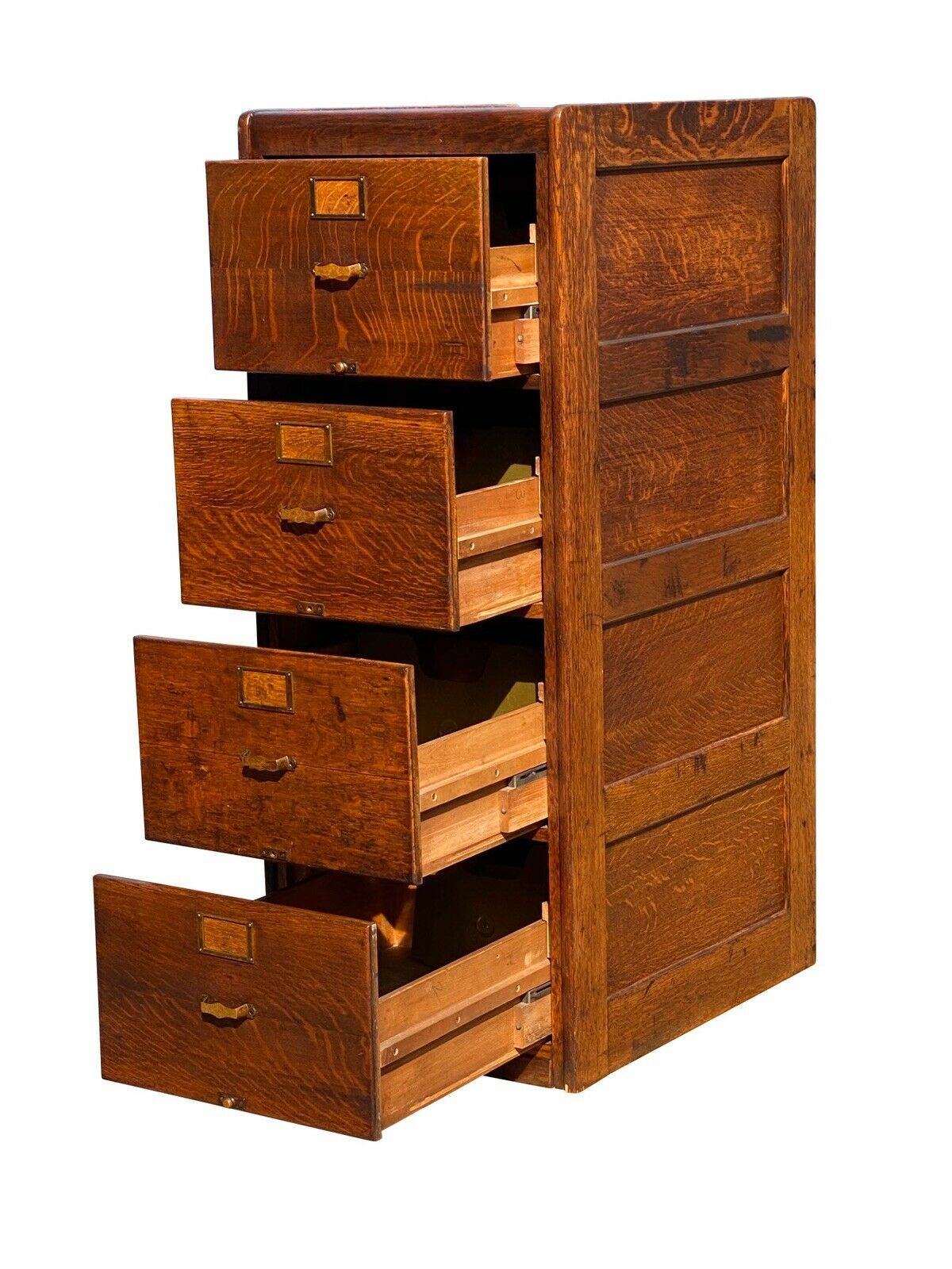 20TH C ANTIQUE LIBRARY BUREAU LEGAL SIZE ARTS & CRAFTS 4 DRAWER FILE CABINET