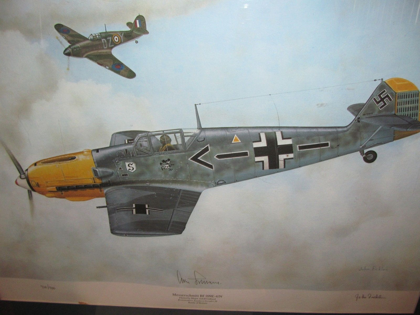BATTLE OF BRITAIN AVIATION ART- ADOLF GALLANT 'S MESSERSCHMITT BY JOHN FICKLEN