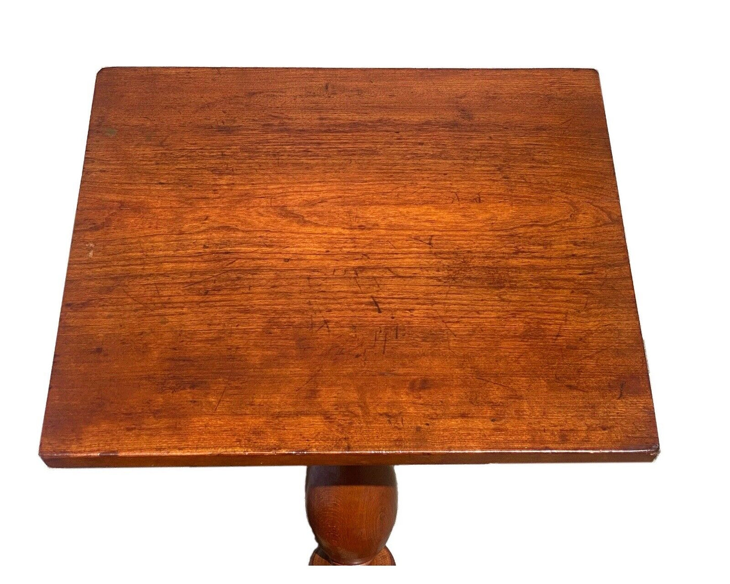 19th C Antique Queen Anne Connecticut Cherry Candle Stand / End Table