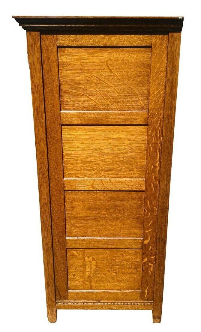 19TH C ANTIQUE VICTORIAN TIGER OAK HAT BOX DRESSER / TALL CHEST