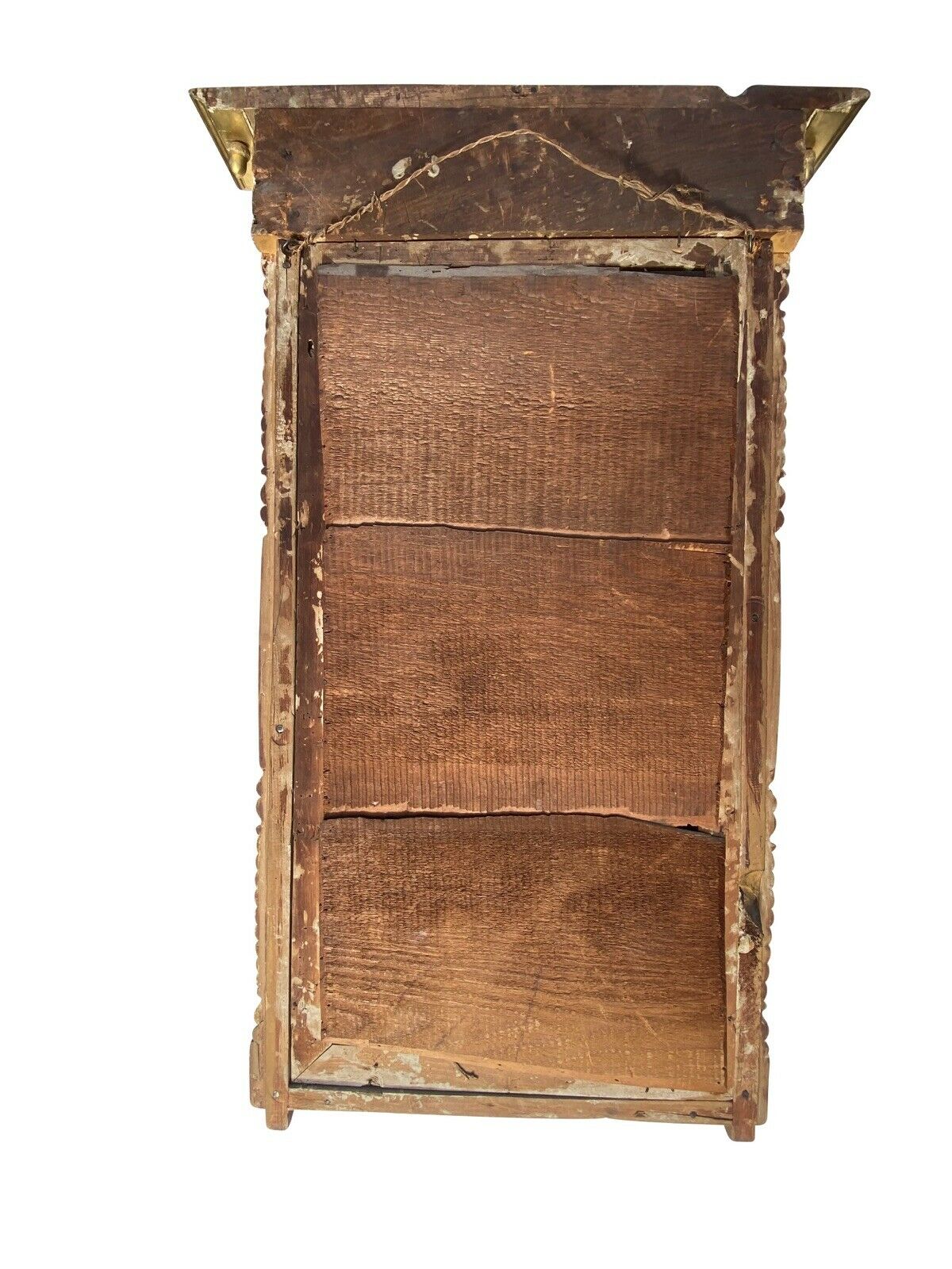 19TH C ANTIQUE FEDERAL PERIOD GOLD GILT SHELL CARVED MIRROR WITH ACORN FINIALSS