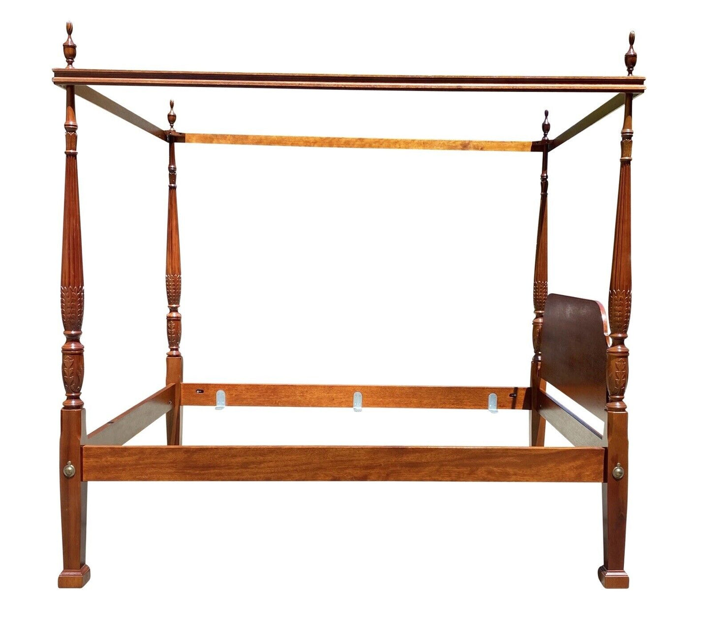 20th C Chippendale Antique Style Mahogany Queen Size Rice Carved Tester Bed