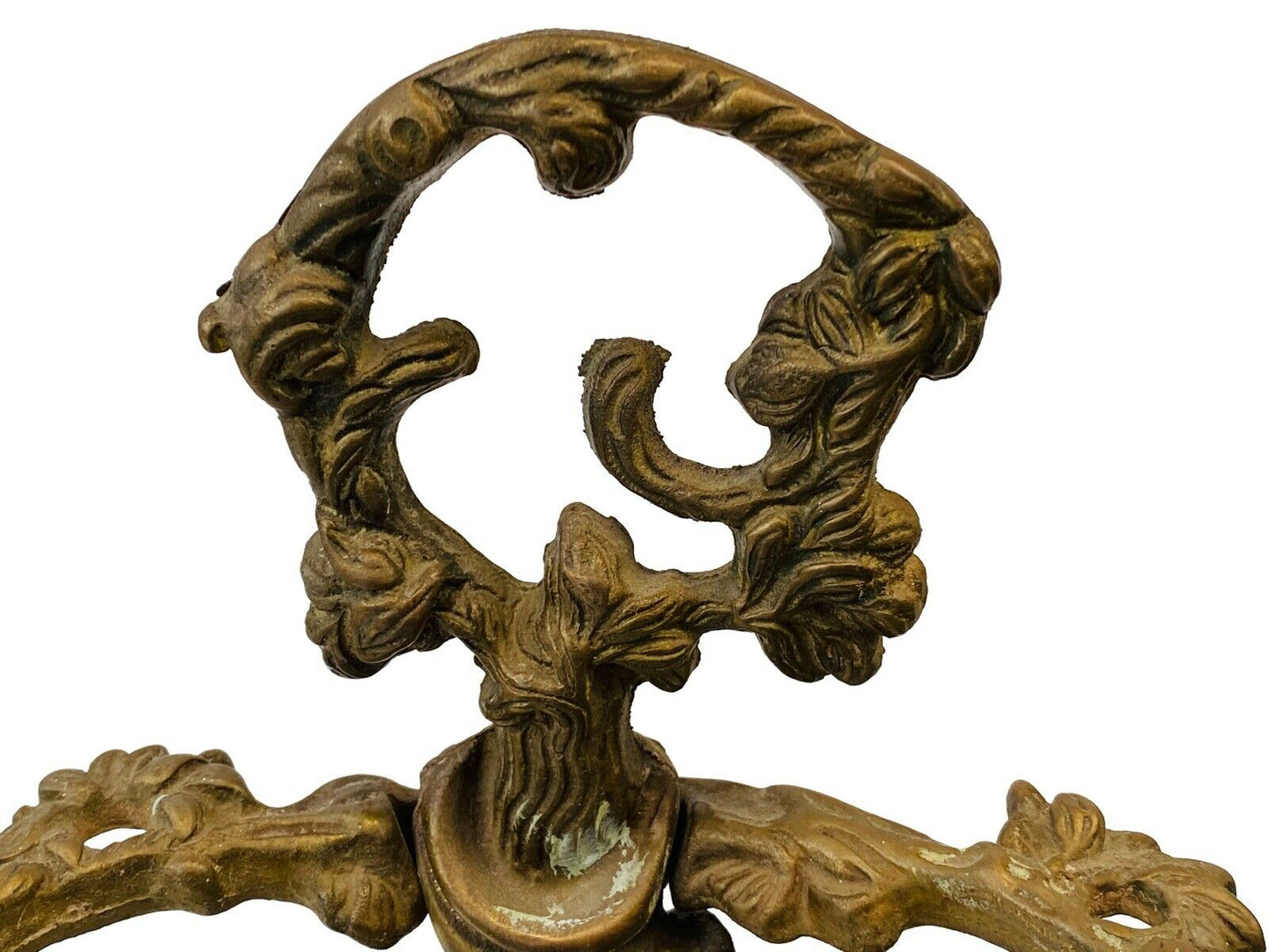20TH C ANTIQUE ART NOUVEAU BRASS FIREPLACE TOOL HOLDER ~ HUNTING DOG SCENE