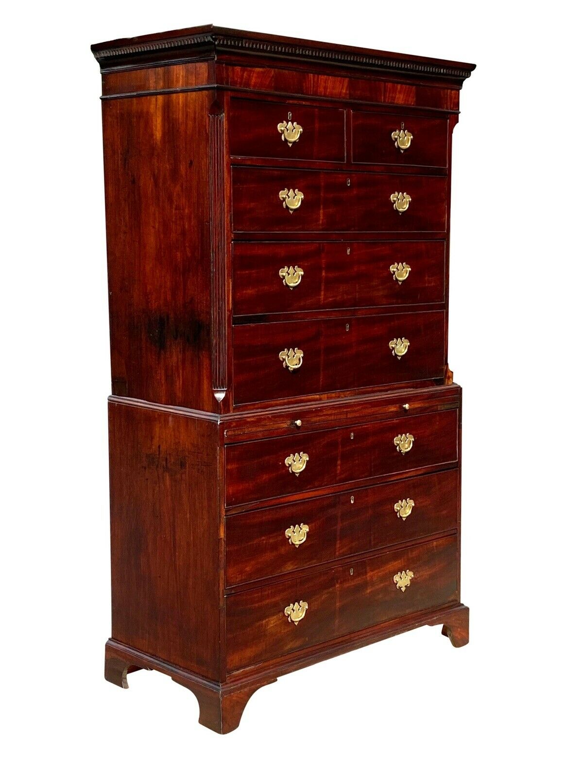 18TH C ANTIQUE GEORGIAN MAHOGANY CHEST ON CHEST / DRESSER ~ TALL CHEST / HIGHBOY
