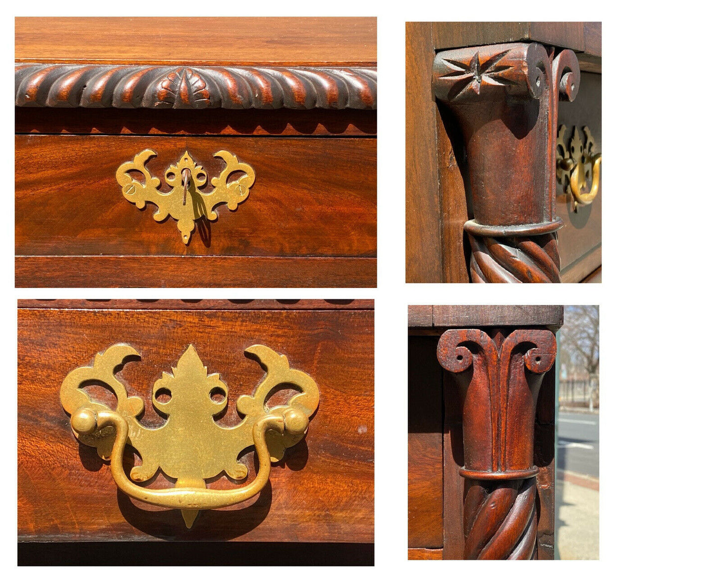 19th C Antique Pennsylvania Neoclassical Mahogany Lingerie Chest / Dresser