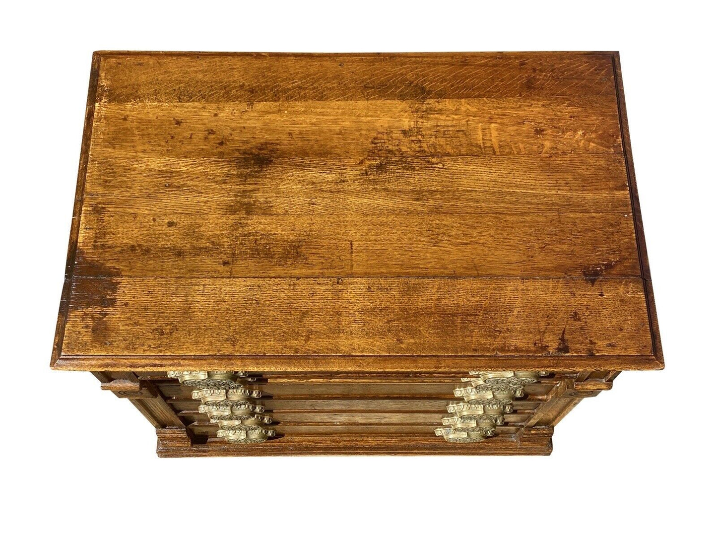Antique Victorian Oak 6 Drawer File Cabinet / Spool Cabinet