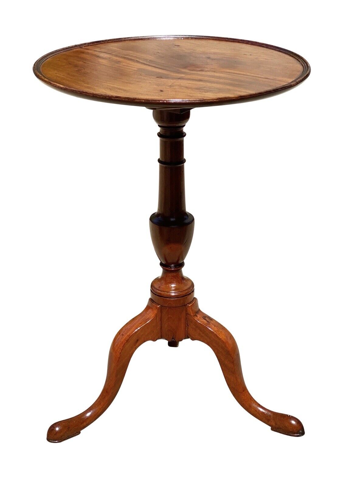 18th C Antique Queen Anne Mahogany Dish Top Kettle Stand - Tilt Top Tea Table