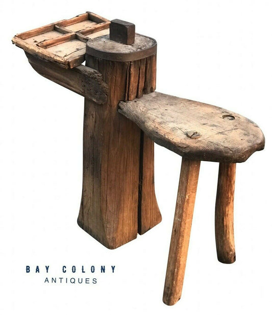 19TH C ANTIQUE COUNTRY PRIMITIVE COBBLERS / BLACKSMITH BENCH / TABLE