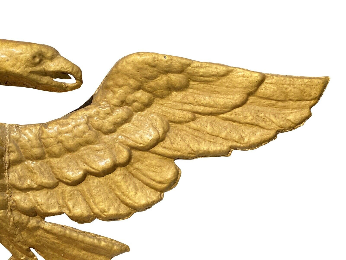 Antique Embossed Brass Eagle Wall Hanging With Spread Wings