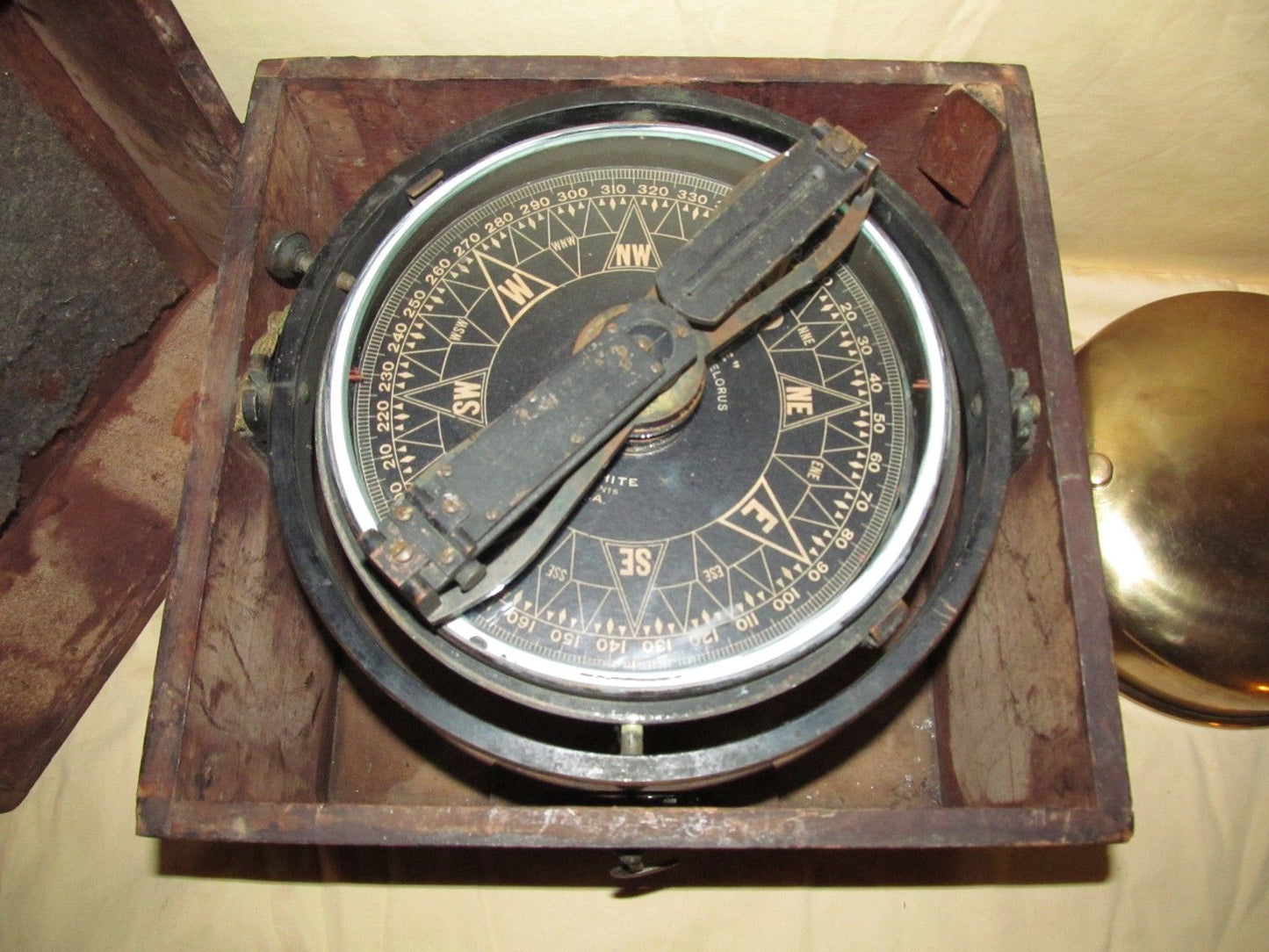 LARGE CASED WILFRID O WHITE ILLUMINATED PELORUS-MULTI ACCESS GIMBEL-COMPASS-LOOK