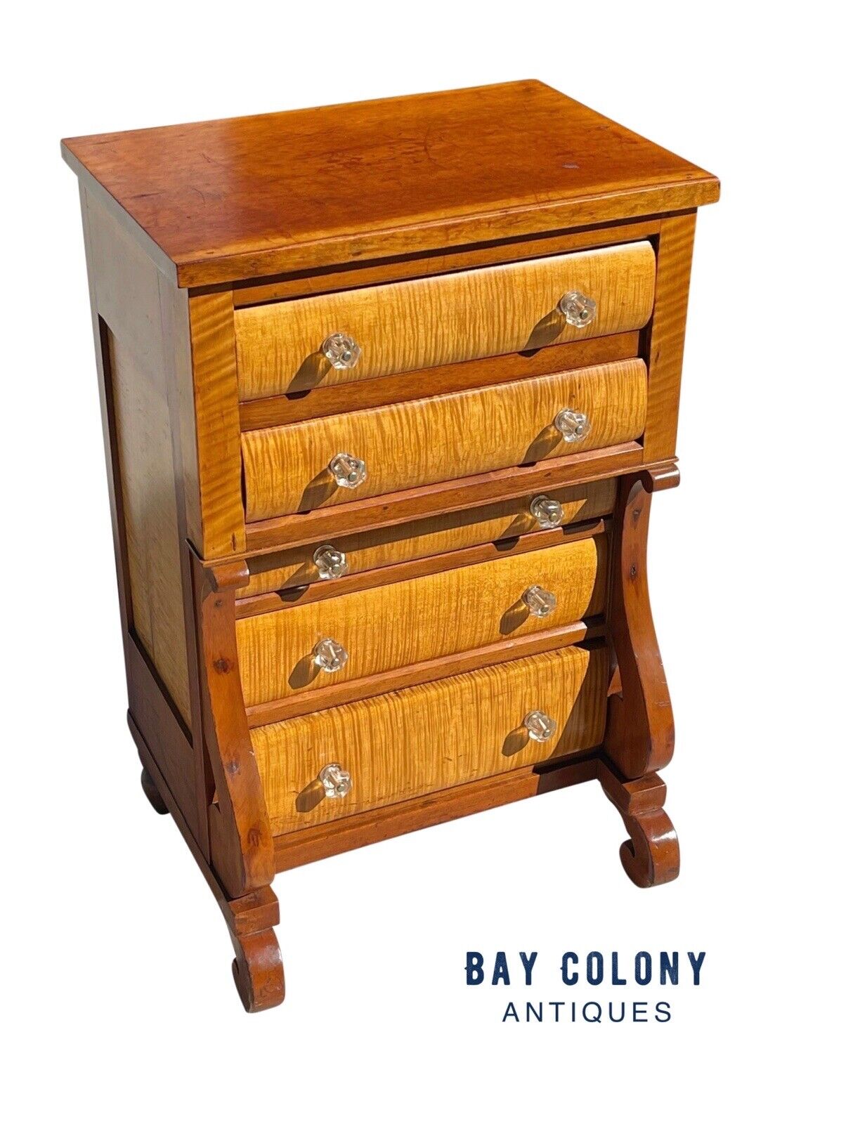 Antique Pennsylvania Empire Cherry & Tiger Maple Diminutive Chest / Dresser