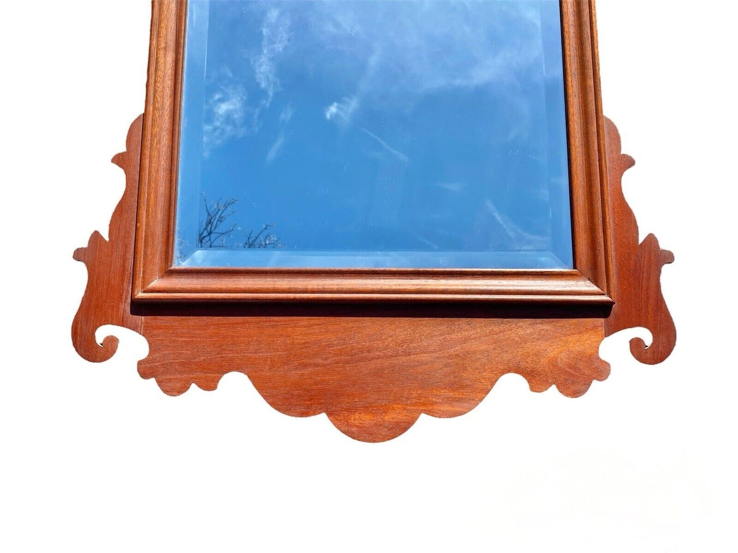 Vintage Mahogany Mirror with Double Beveled Glass - Chippendale Style