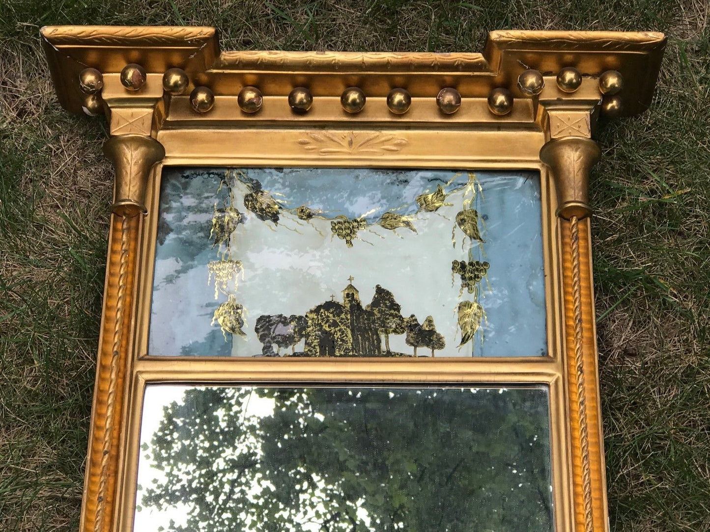 EARLY 19TH C FEDERAL PERIOD EGLOMISE MIRROR BY JOHN DOGGETT - ROXBURY MA 1810