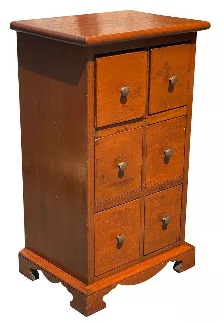 19TH C ANTIQUE QUEEN ANNE PENNSYLVANIA 6 DRAWER SPICE CHEST / CABINET