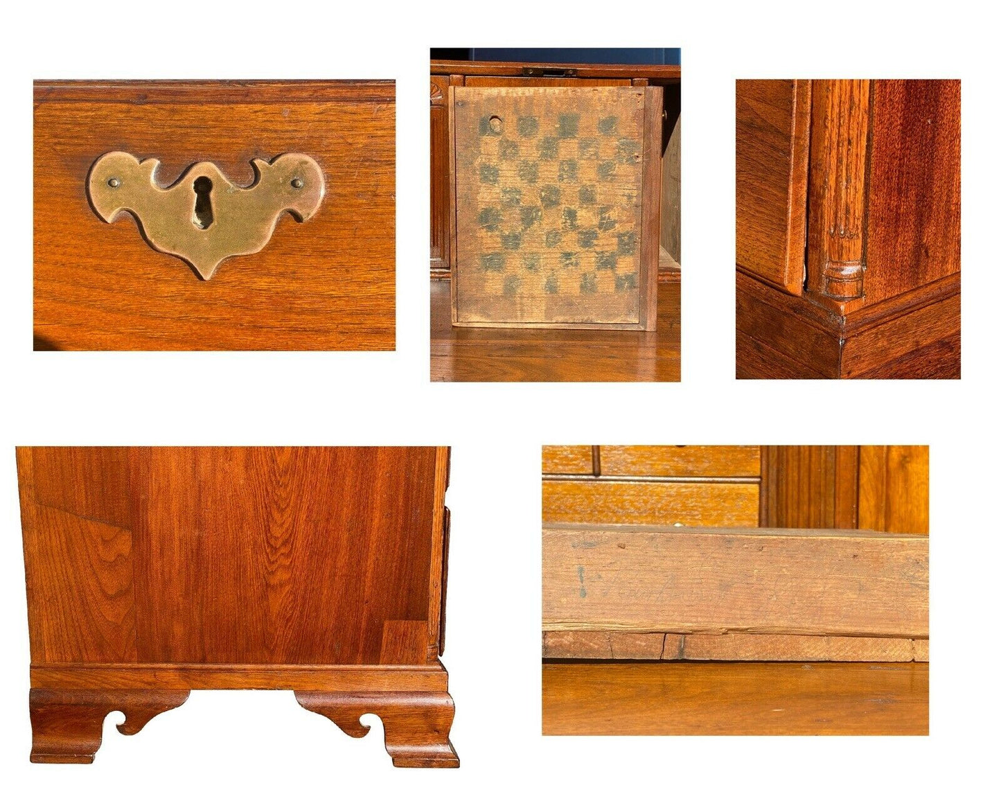 18TH C ANTIQUE CHIPPENDALE PENNSYLVANIA WALNUT SLANT LID DESK W/ HIDDEN DRAWER