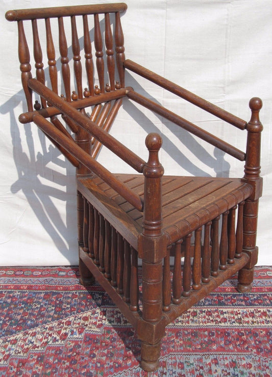 RARE ANTIQUE OAK MENORAH JUDAIC RITUALISTIC CELEBRATION HAUNUKKAH CHAIR