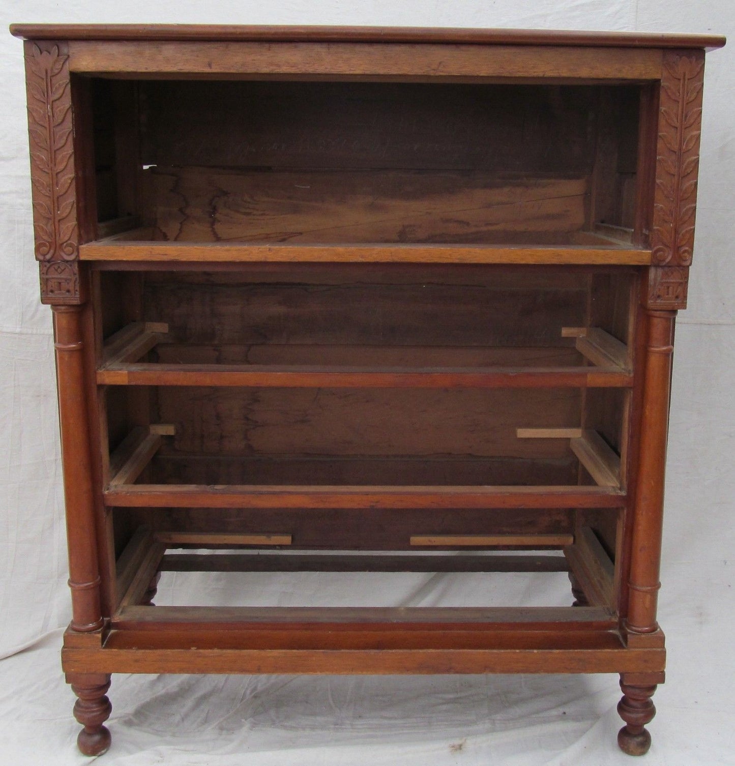 IMPORTANT EARLY SHERATON MASSACHUSETTS MASONIC CHERRY CHEST- SIGNED B.A. FENNER