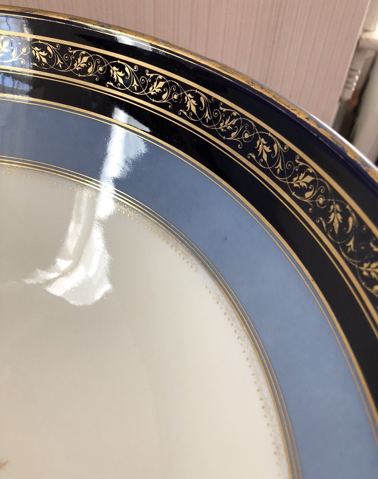 LIMOGES WILLIAM GUERIN & CO JEWELERS AZURE & COBALT BLUE PUNCHBOWL