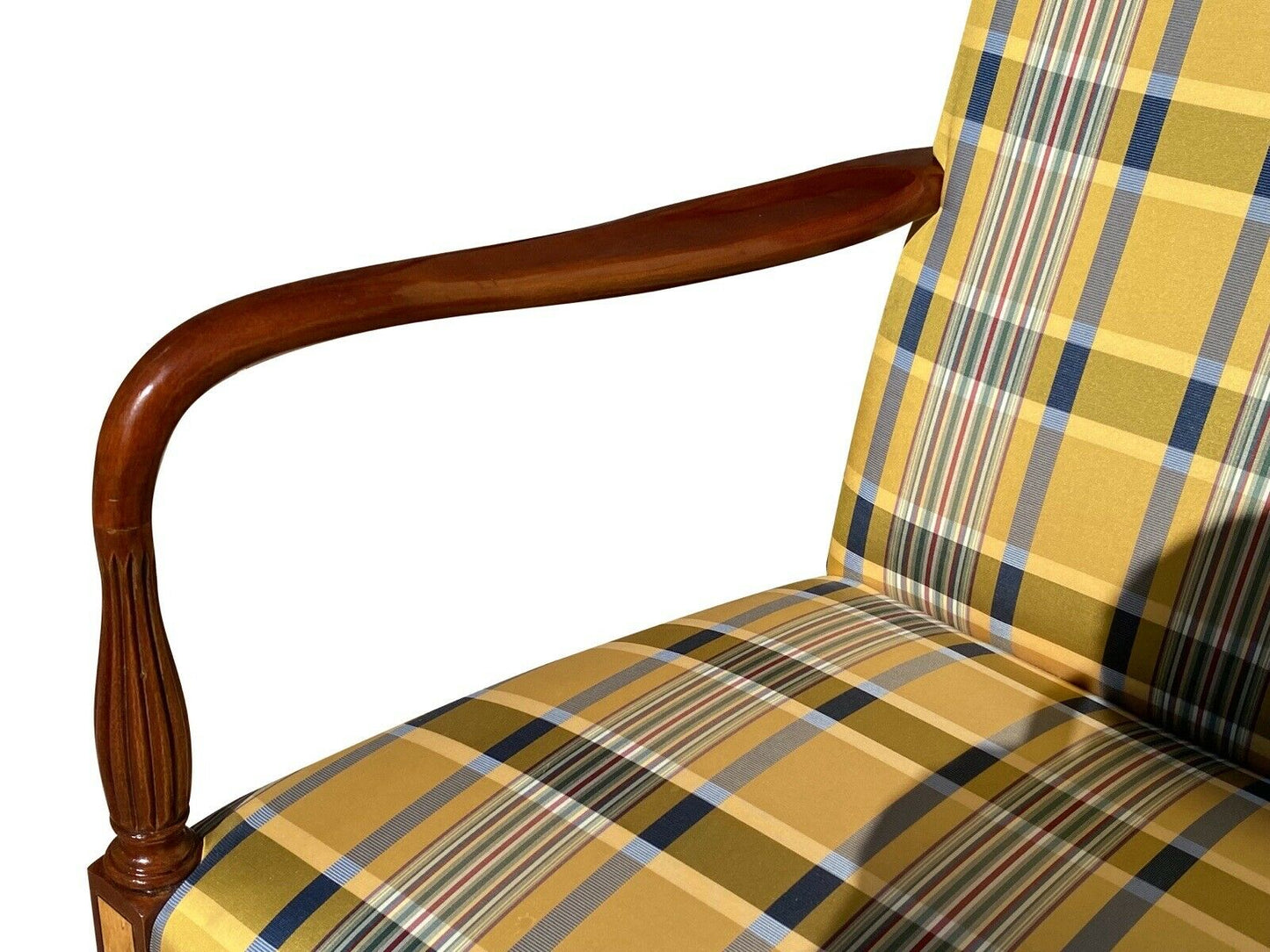 20th C Sheraton Antique Style Mahogany & Brids Eye Maple Lolling Chair