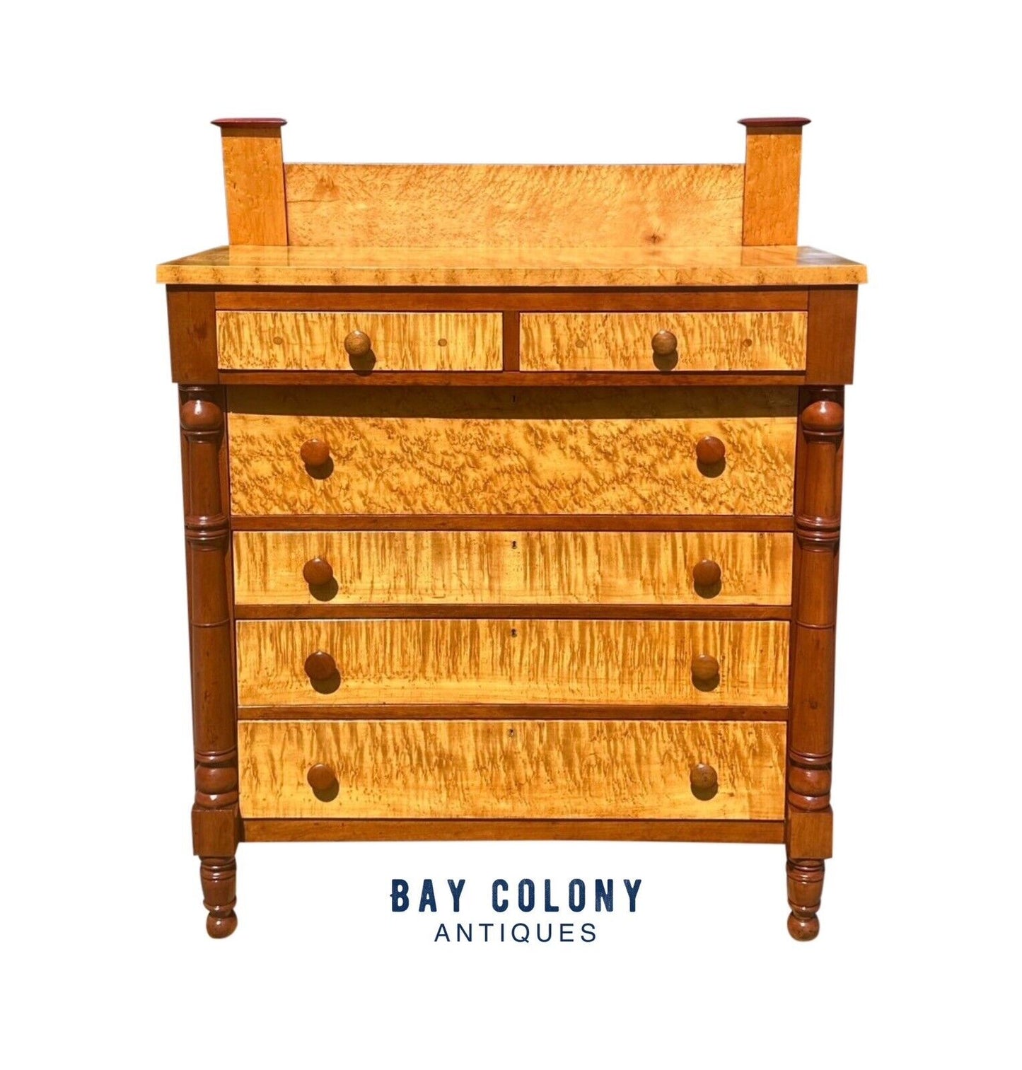 Early 19th Century Federal Birds Eye Maple Chest of Drawers With Cherry & Poplar