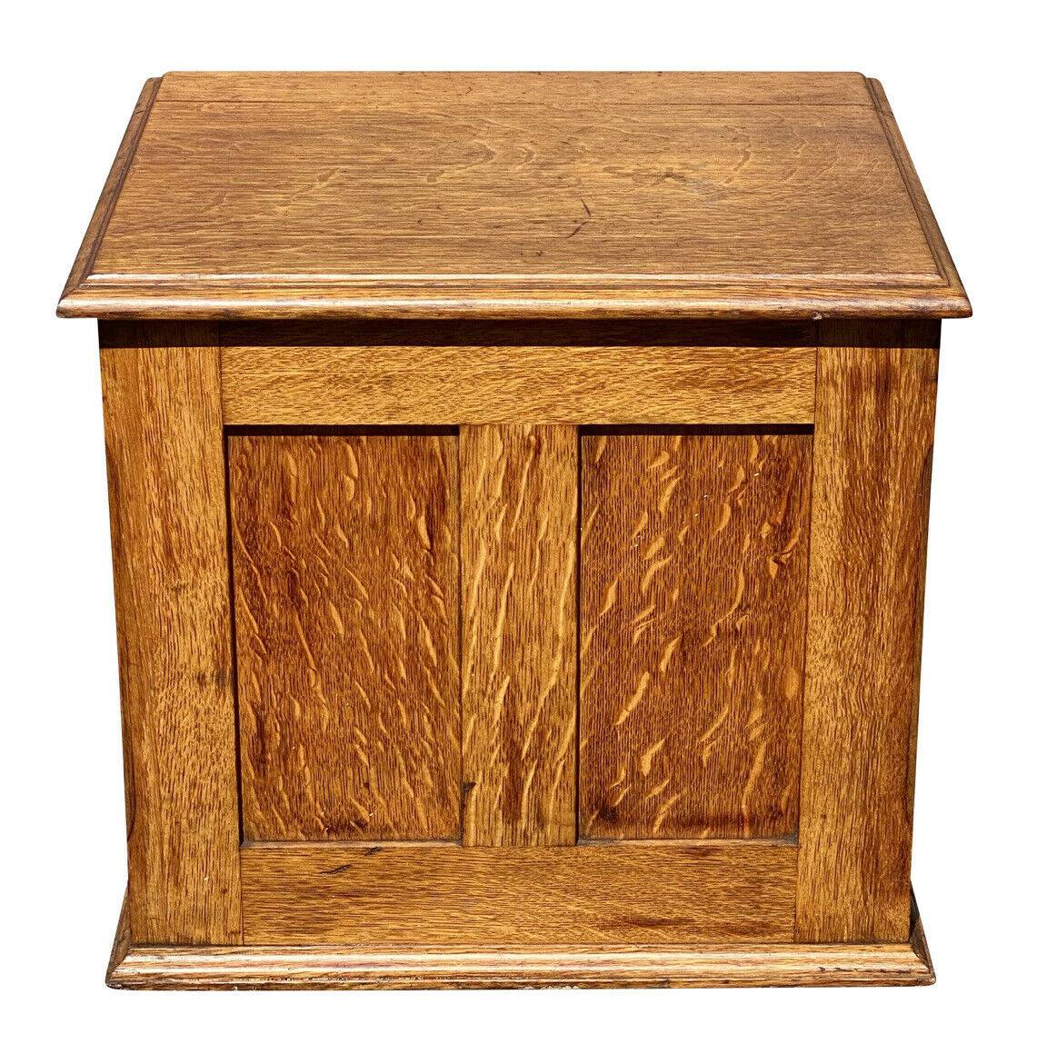 20TH C ANTIQUE TIGER OAK 4 DRAWER LIBRARY BUREAU MAKERS DESKTOP FILE CABINET