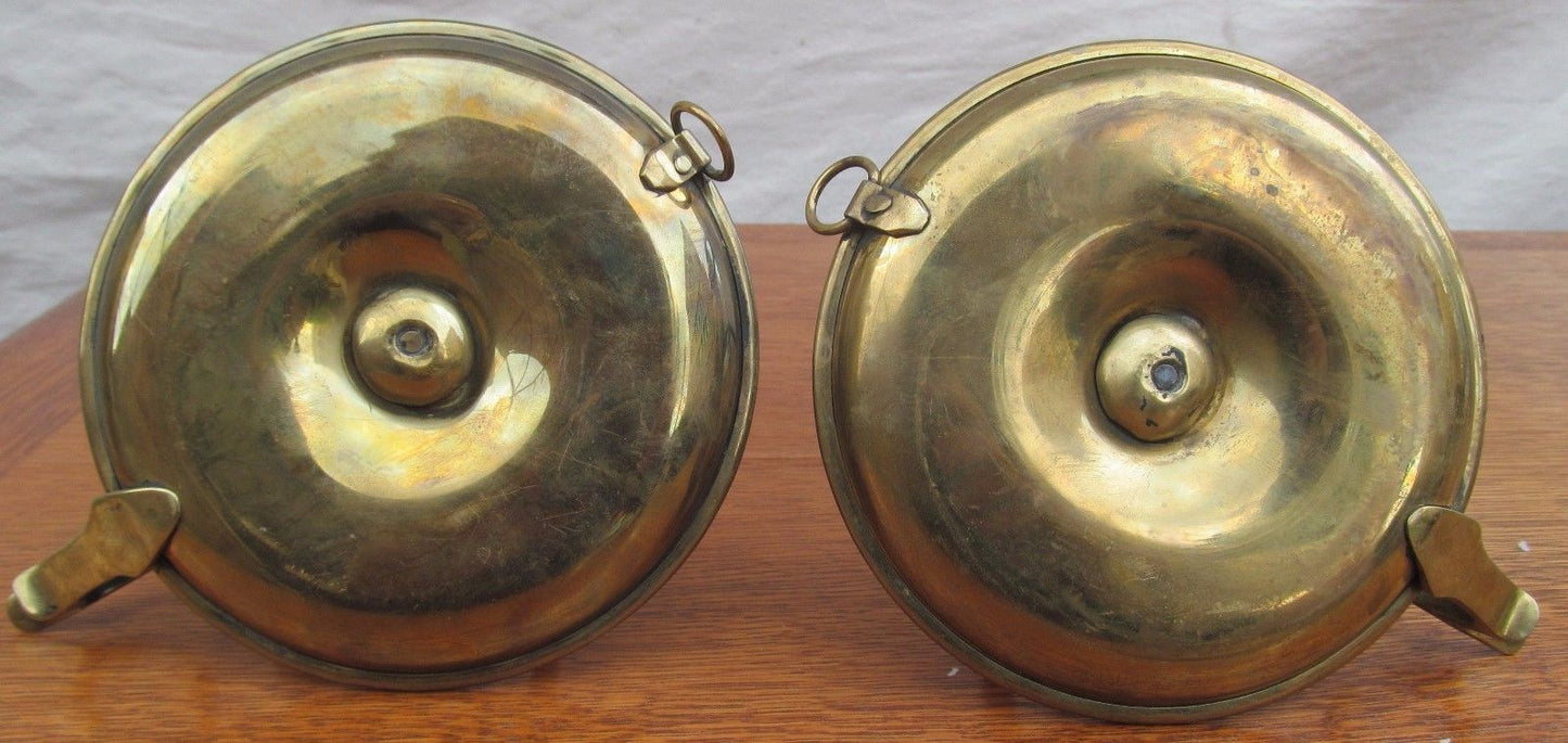 ANTIQUE GIMBEL BRASS SHIP'S CANDLESTICK HOLDERS