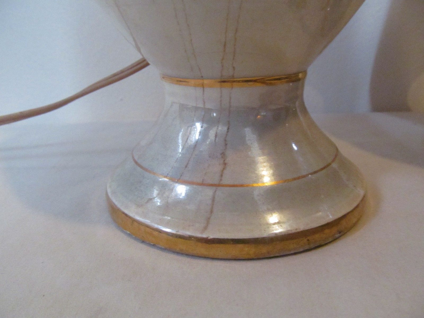PAIR-1950' LUSTERWARE ART DECO BEDROOM LAMPS