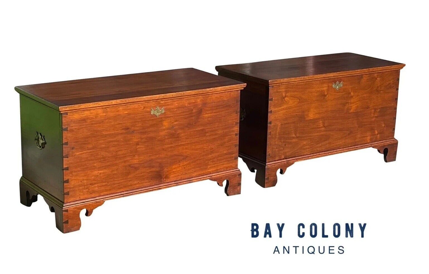 Pair of Queen Anne Style Pennsylvania Walnut Blanket Chests With Secret Interior
