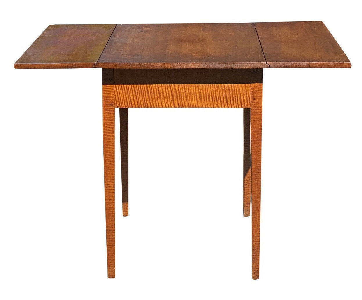 19th C Antique Federal Period Hepplewhite Tiger Maple Drop Leaf Pembroke Table