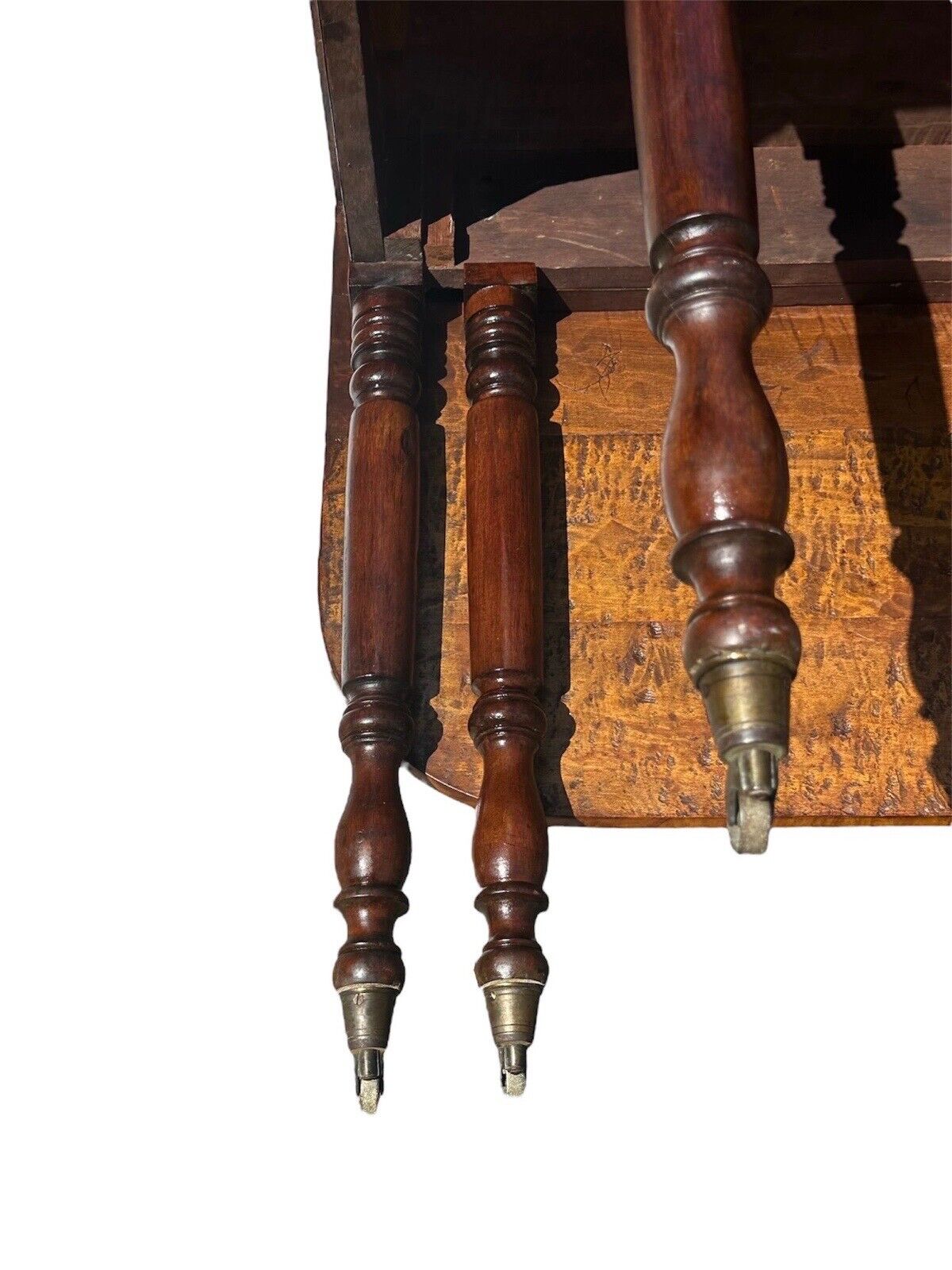 Early 19th Century Antique Federal Tiger Maple & Cherry Dropleaf Bakers Table